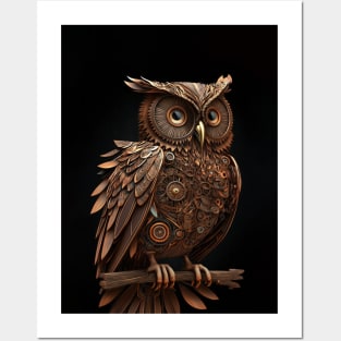 Steampunk Owl, Mechanical Bird Posters and Art